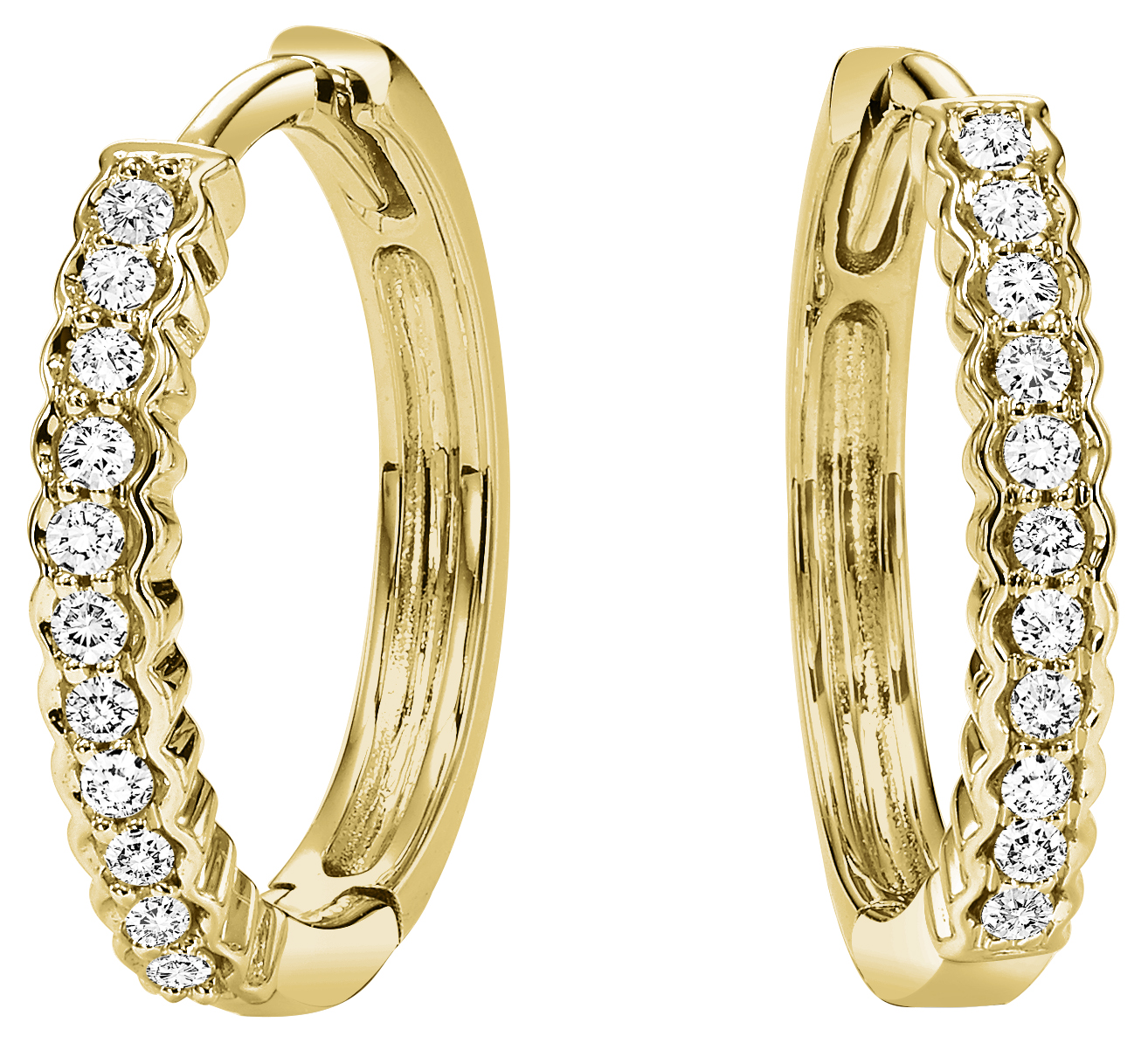 10K YG 1/7 ct. tw. Diamond Hoop Earring
