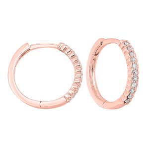 10K RG 1/7 ct. tw. Diamond Hoop Earring