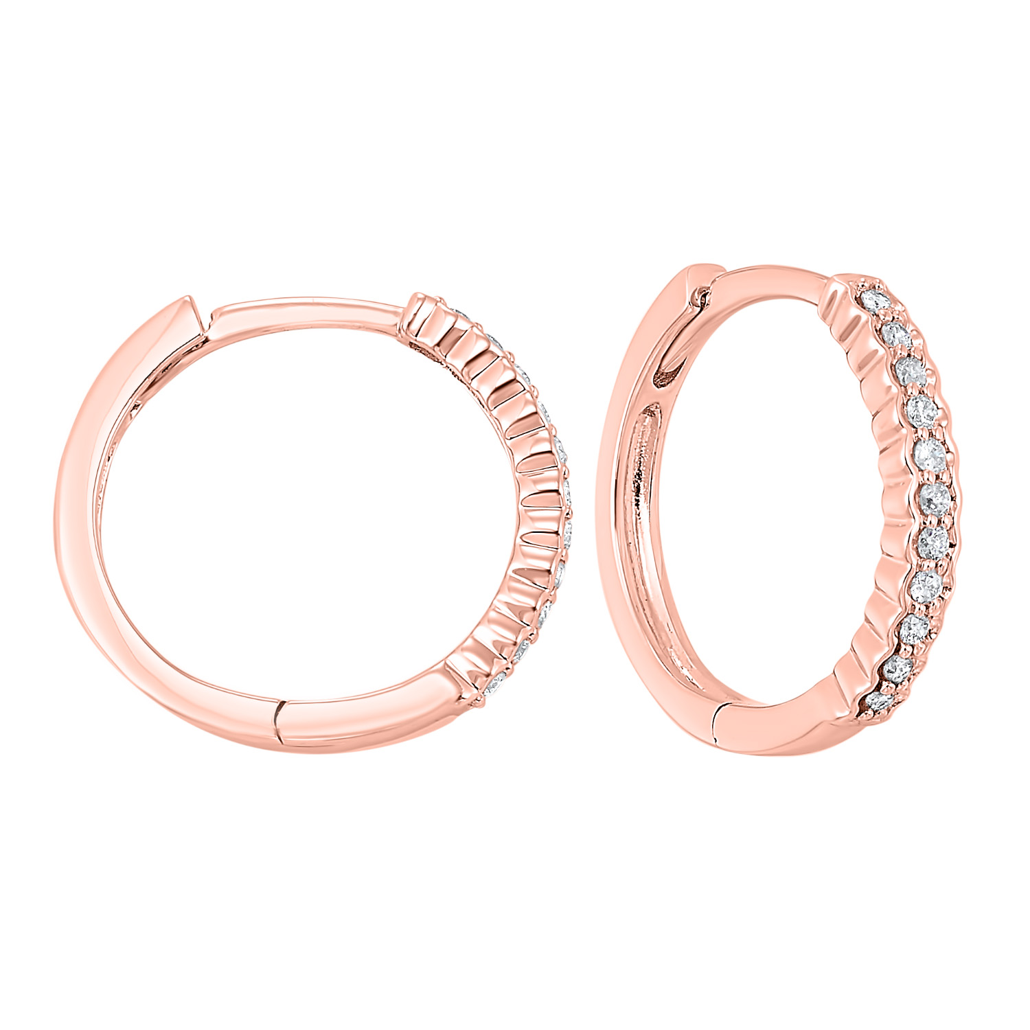 10K RG 1/7 ct. tw. Diamond Hoop Earring