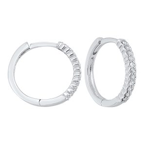 10K WG 1/7 ct. tw. Diamond Hoop Earring