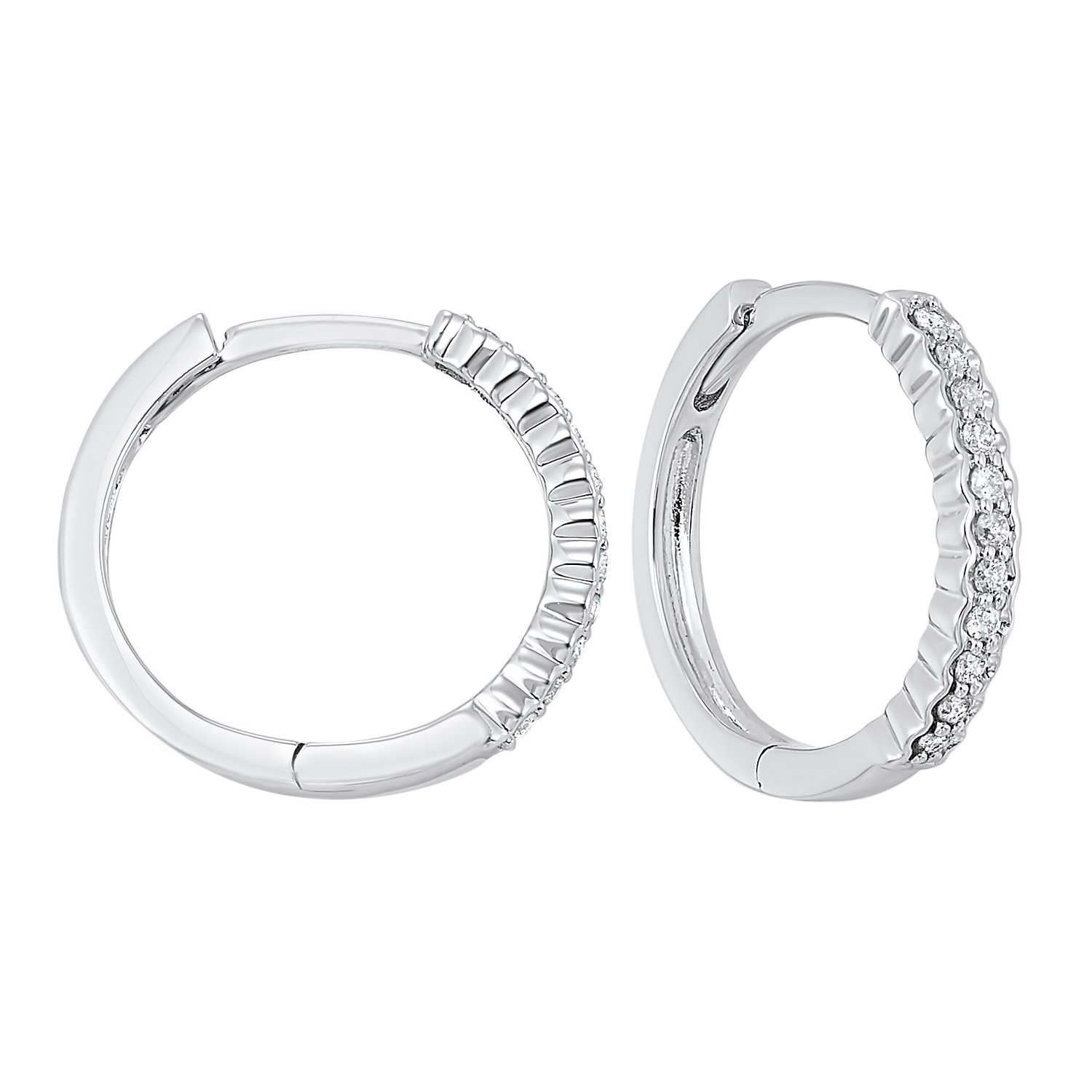 10K WG 1/7 ct. tw. Diamond Hoop Earring