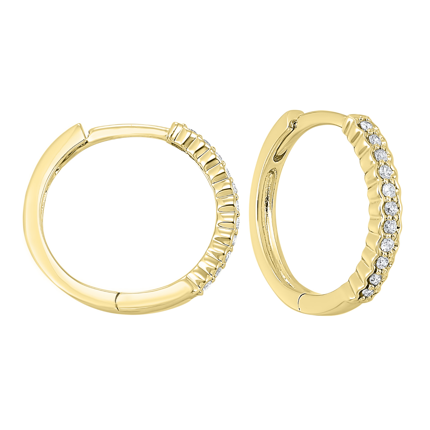 10K YG 1/7 ct. tw. Diamond Hoop Earring