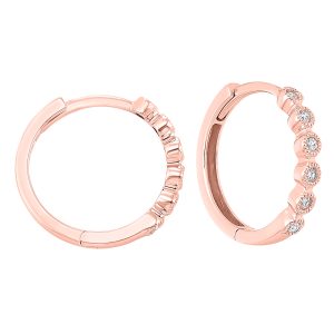 10K RG 1/8 ct. tw. Diamond Bezel Set Hoop Earring