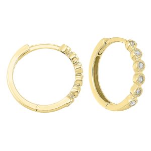 10K YG 1/8 ct. tw. Diamond Bezel Set Hoop Earring