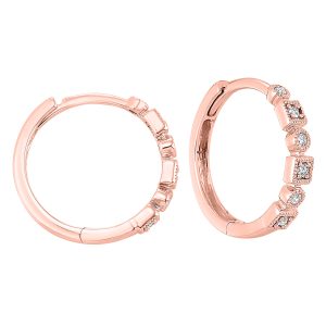 10K RG 1/8 ct. tw. Diamond Hoop Earring