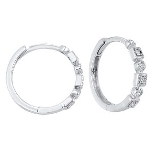 10K WG 1/8 ct. tw. Diamond Hoop Earring
