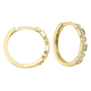 10K YG 1/8 ct. tw. Diamond Hoop Earring
