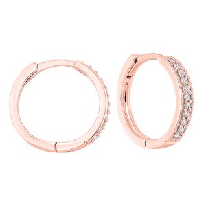 10K RG 1/7 ct. tw. Diamond Hoop Earring