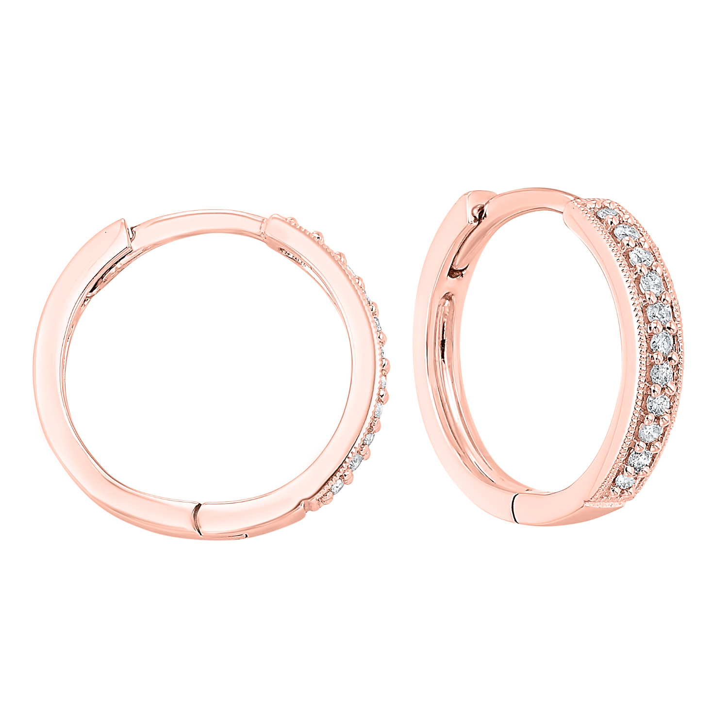 10K RG 1/7 ct. tw. Diamond Hoop Earring