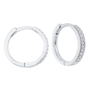10K WG 1/7 ct. tw. Diamond Hoop Earring