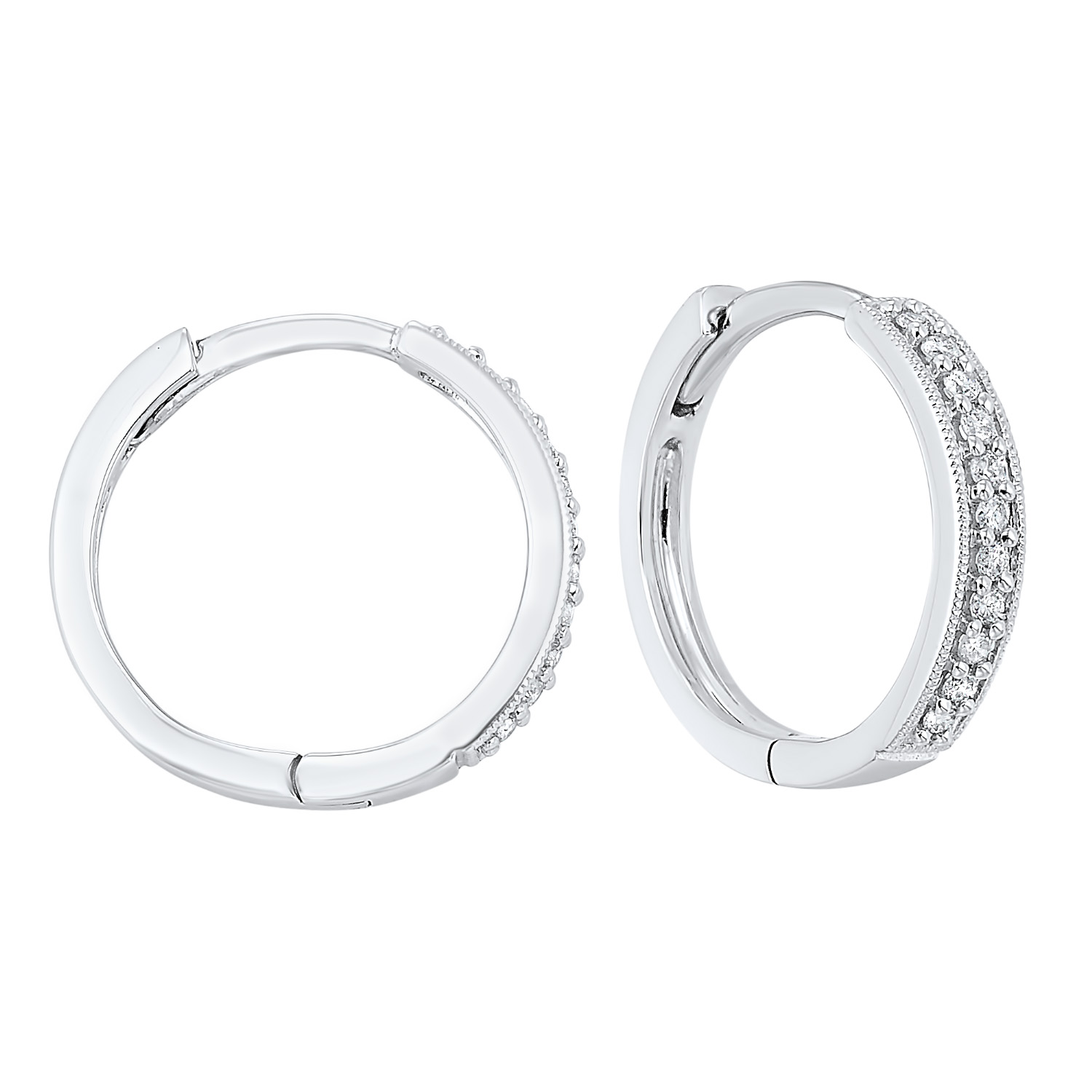 10K WG 1/7 ct. tw. Diamond Hoop Earring