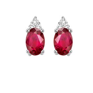 10K WG 1/25 ct. tw. Diamond & 1/2 ct. tw. Oval Ruby Stud Earring
