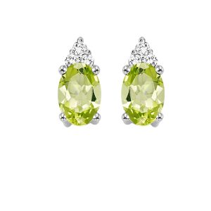 10K WG 1/25 ct. tw. Diamond & 5/8 ct. tw. Oval Peridot Earring