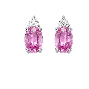 10K WG 1/25 ct. tw. Diamond & 5/8 ct. tw. Oval Opal Stud Earring