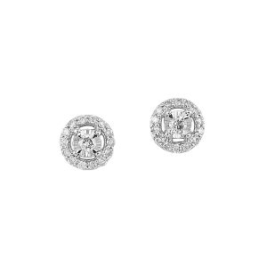 14K WG 1/10 ct. tw. Diamond Halo Stud Earring