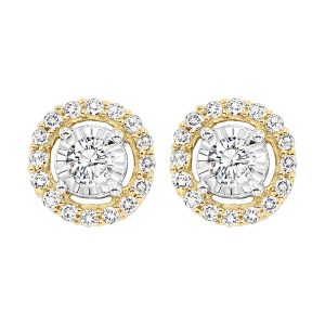 14K YG 1 ct. tw. Diamond Halo Stud Earring