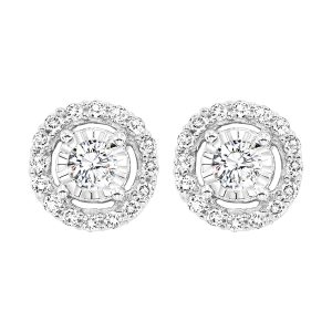 14K WG 1/6 ct. tw. Diamond Halo Stud Earring
