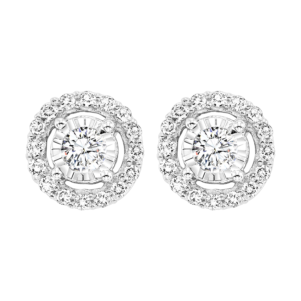 14K WG 1/6 ct. tw. Diamond Halo Stud Earring