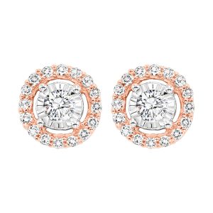 14K RG 1/4 ct. tw. Diamond Halo Stud Earring