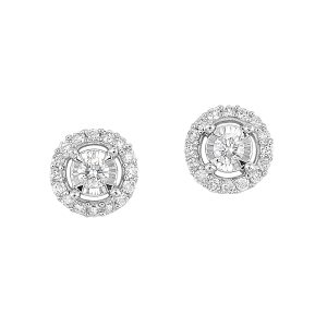14K WG 1/4 ct. tw. Diamond Halo Stud Earring