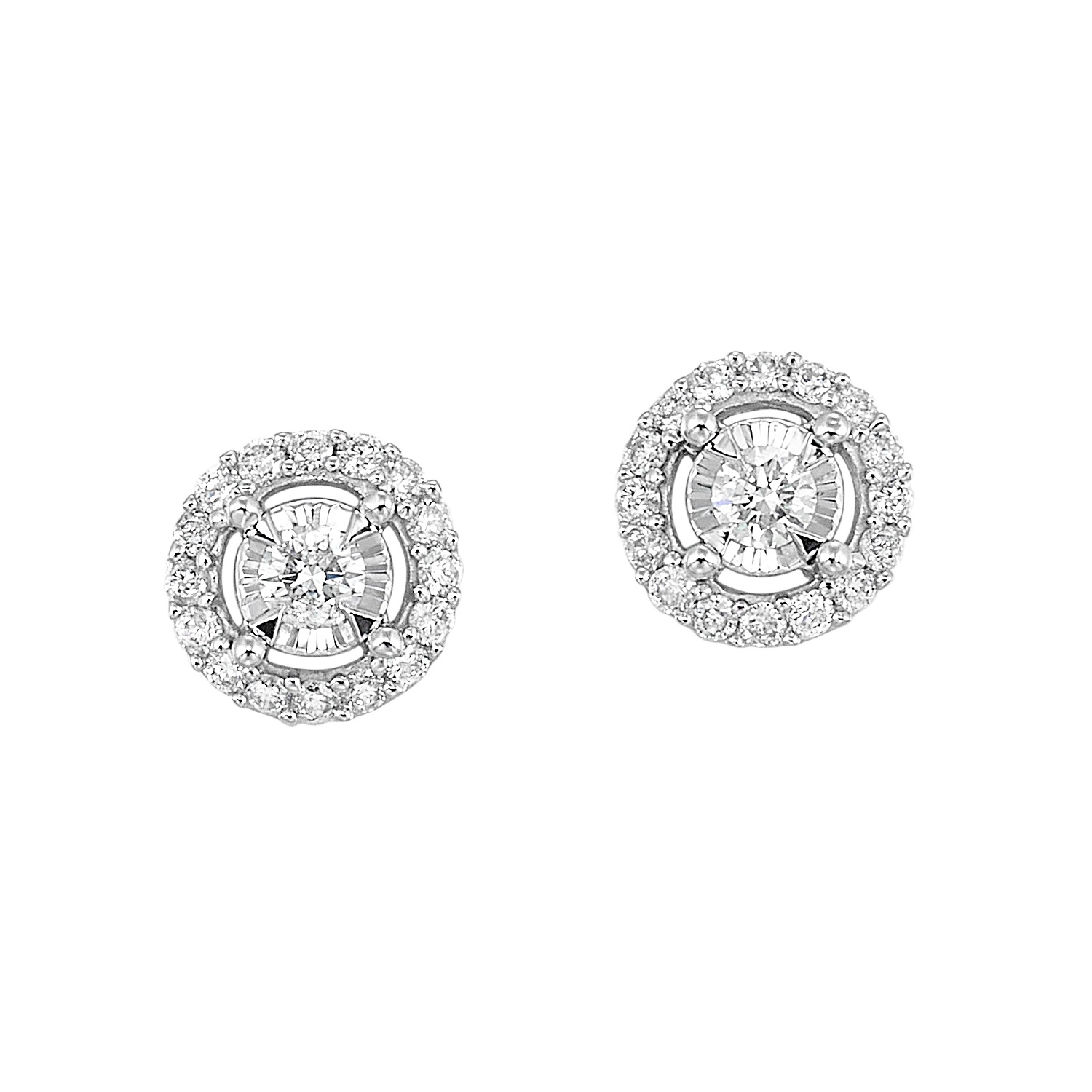 14K WG 1/4 ct. tw. Diamond Halo Stud Earring