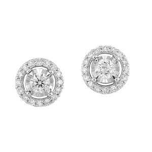 14K WG 1/2 ct. tw. Diamond Halo Stud Earring