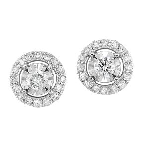 14K WG 3/4 ct. tw. Diamond Halo Stud Earring