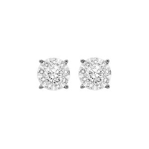 14K WG 3/4 ct. tw. Diamond Halo Stud Earring
