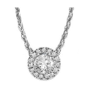14K WG 1/20 ct. tw. Diamond Halo & 1/3 ct. tw. White Topaz Pendant