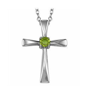 Silver 1/5 ct. tw. Peridot Cross Pendant