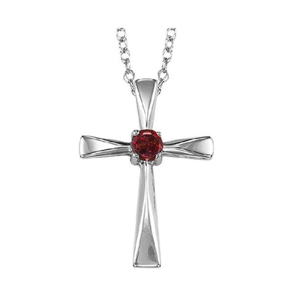 Silver 1/5 ct. tw. Garnet Cross Pendant