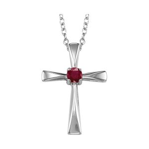 Silver 1/6 ct. tw. Ruby Cross Pendant