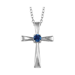 Silver 1/5 ct. tw. Sapphire Cross Pendant