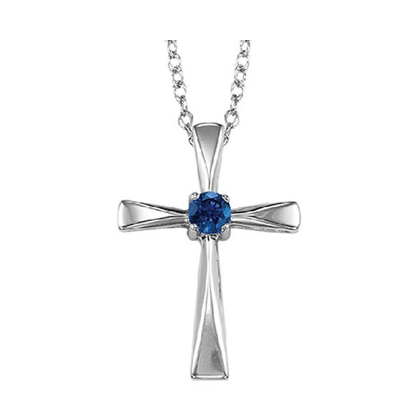 Silver 1/5 ct. tw. Sapphire Cross Pendant
