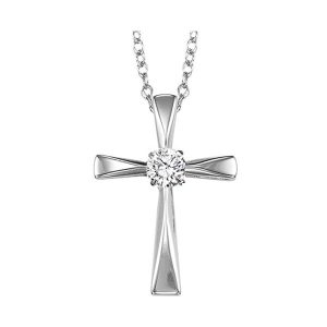 Silver 1/5 ct. tw. White Topaz Cross Pendant