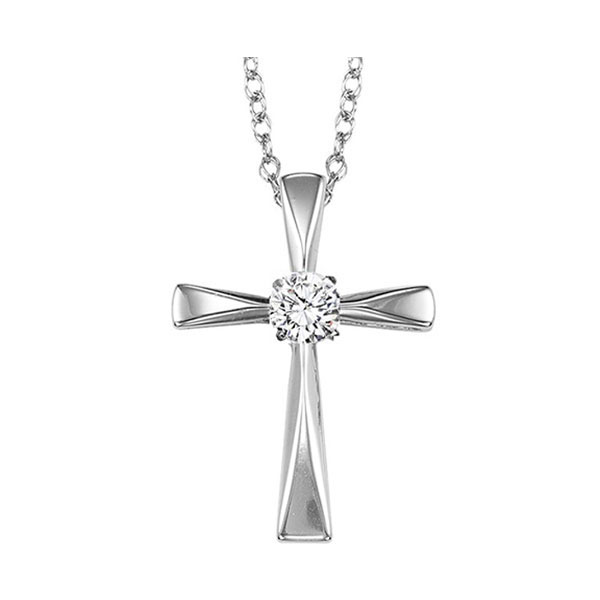 Silver 1/5 ct. tw. White Topaz Cross Pendant