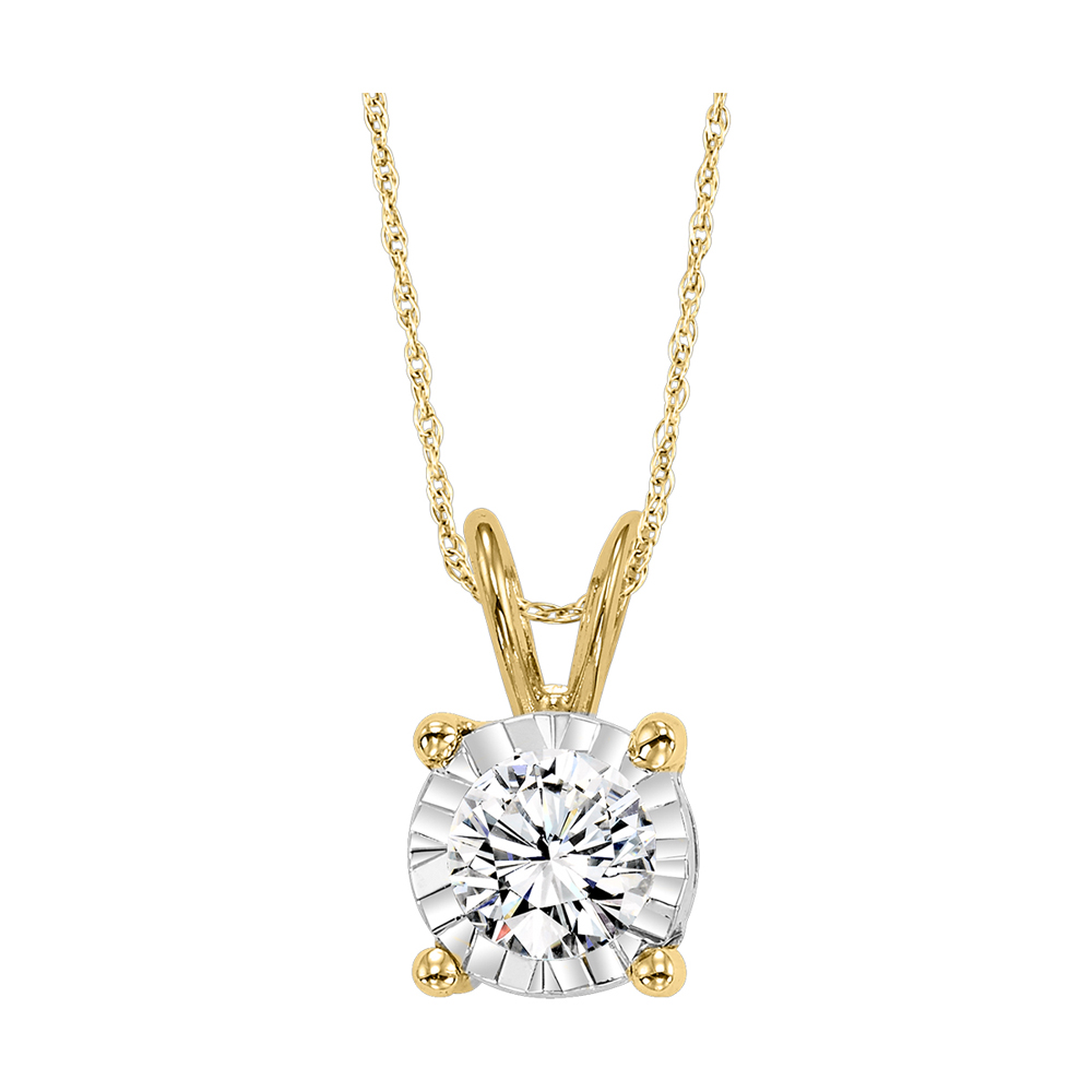 14K YG 1/10 ct. tw. Diamond Four Prong Double-Bail Solitaire Pendant