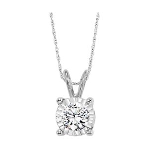 14K WG 1 ct. tw. Diamond Four Prong Double-Bail Solitaire Pendant