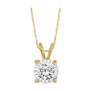 14K YG 1/2 ct. tw. Diamond Four Prong Double-Bail Solitaire Pendant