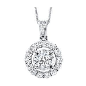14K WG 1/4 ct. tw. Diamond Halo Pendant