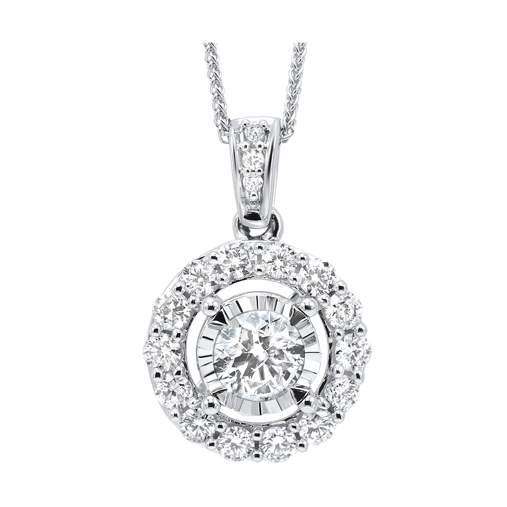 14K WG 1/4 ct. tw. Diamond Halo Pendant