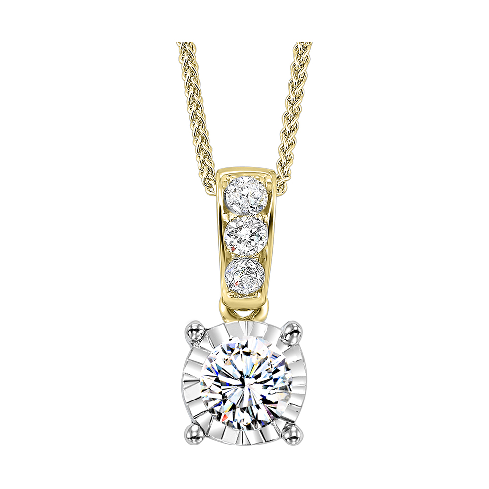 14K YG 1/10 ct. tw. Diamond Four Prong Solitaire Pendant