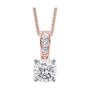 14K RG 1/4 ct. tw. Diamond Four Prong Solitaire Pendant