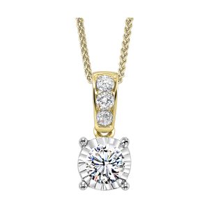 14K YG 1/4 ct. tw. Diamond Four Prong Solitaire Pendant