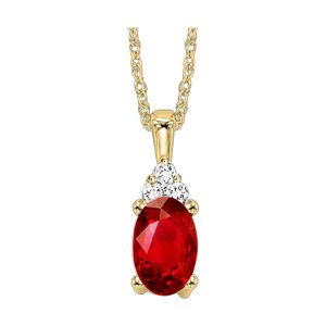 10K YG 1/50 ct. tw. Diamond & 1/2 ct. tw. Oval Garnet Pendant