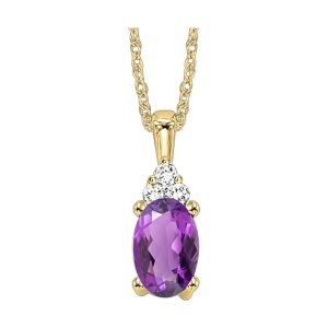10K YG 1/50 ct. tw. Diamond & 3/8 ct. tw. Oval Amethyst Pendant