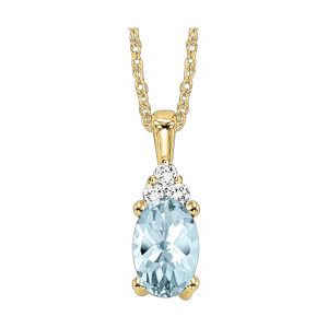10K YG 1/50 ct. tw. Diamond & 3/8 ct. tw. Oval Aquamarine Pendant