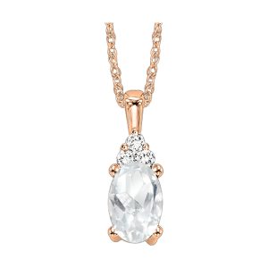 10K RG 1/50 ct. tw. Diamond & 3/8 ct. tw. Oval White Topaz Pendant
