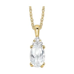 10K YG 1/50 ct. tw. Diamond & 3/8 ct. tw. Oval White Topaz Pendant