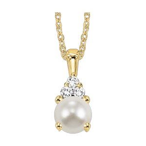 10K YG 1/50 ct. tw. Diamond & 3/4 ct. tw. Pearl Pendant